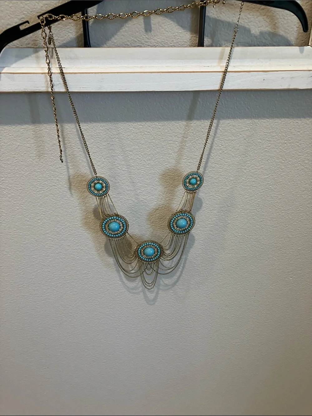 Faux turquoises Multi-Disc Layered Chain belt or necklace